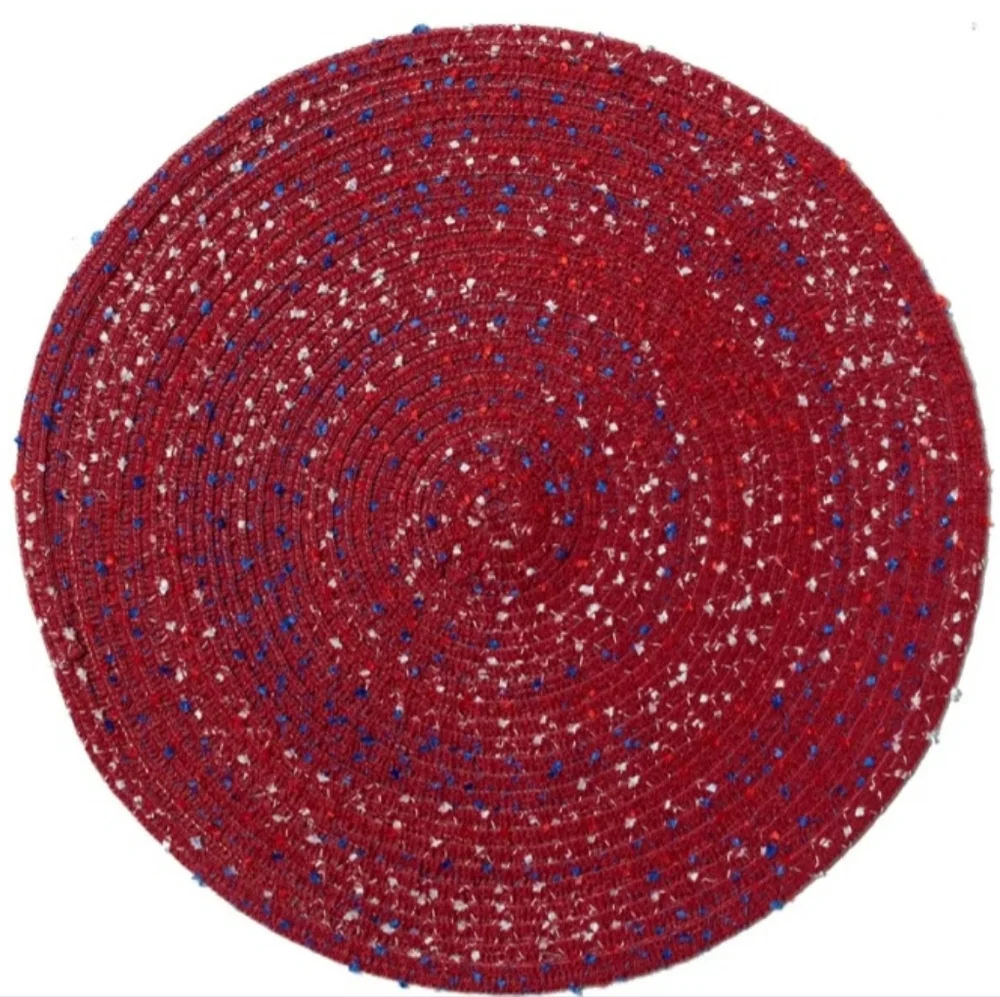 Benson Mills Set of Six Red Americana Round‎ Polyester Placemats 15in